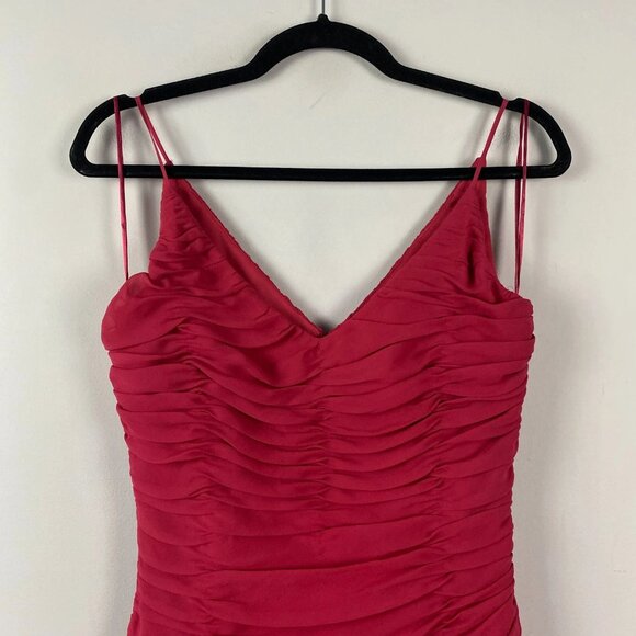 Talbots Silk Ruffle Dress Size 6P Red Sleeveless Lined - Picture 3 of 11